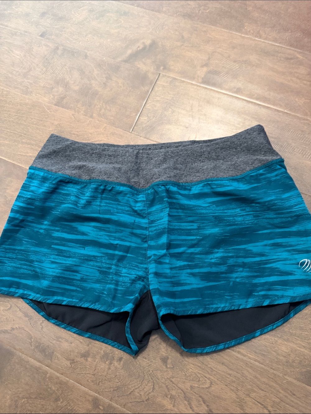 MPG Teal Blue Athletic Shorts with Gray Waistband